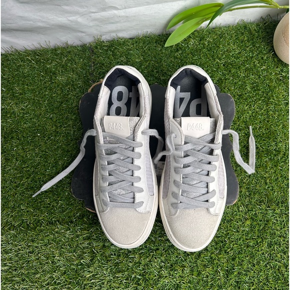 P448 Thea Low Top Sneakers in Stardust Silver Multi size 37 US 7 gently used - Picture 12 of 16